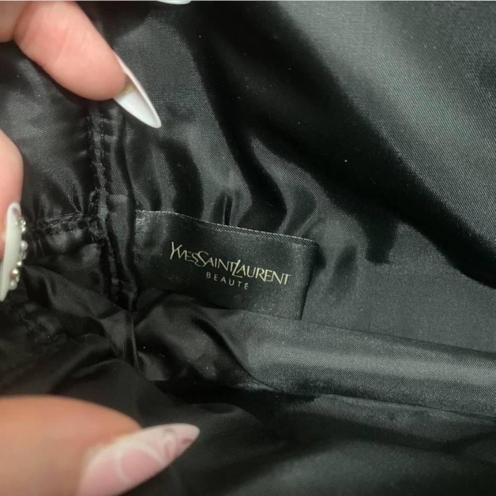 Yves Saint Laurent Beauté Luxury Makeup Toiletry Pouch Black Gold Star Geometric - Picture 7 of 8